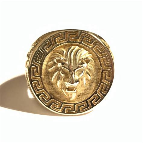 versace gold ring 18k lion